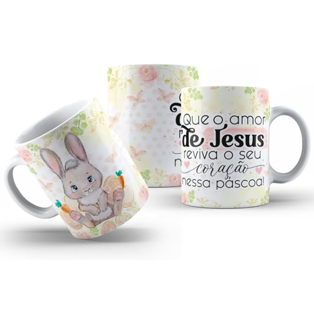 Kit Caneca Temática Páscoa  - 3 Peças