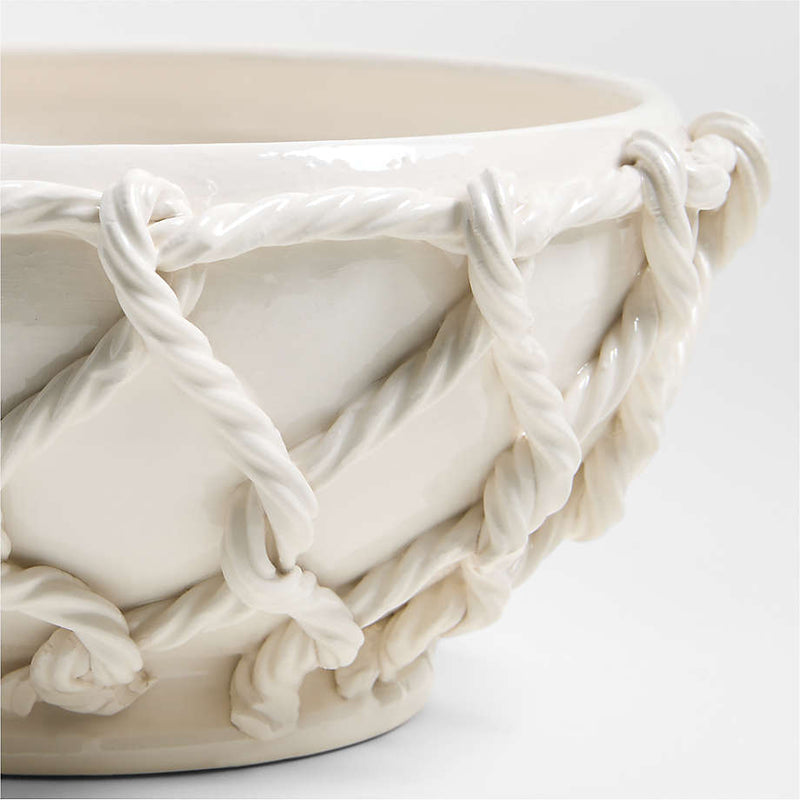 Vaso De Cerâmica Branco Modelo Corda