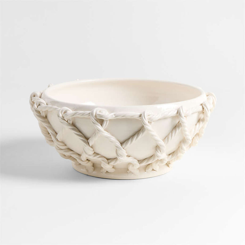 Vaso De Cerâmica Branco Modelo Corda