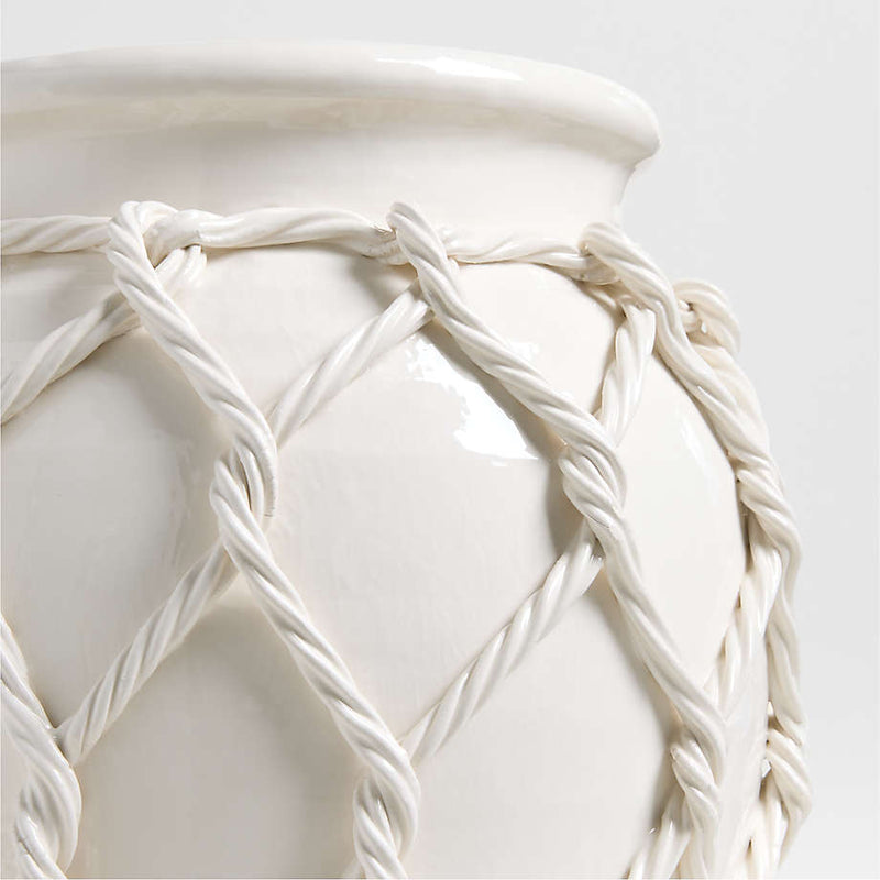 Vaso De Cerâmica Branco Modelo Corda