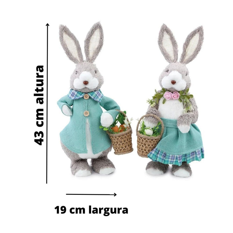 Coelhos Casal de palha da páscoa Estatuetas  - 43 CM